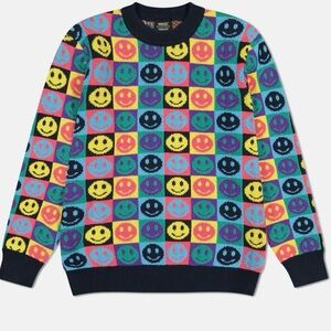 Wesc Multicolor Smiley Face Unisex Crewneck Sweater NWT